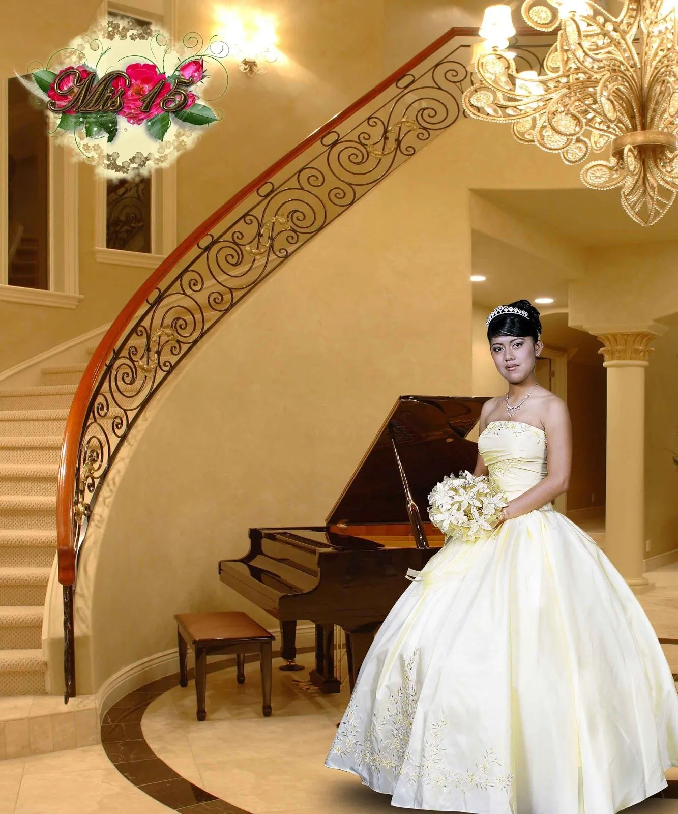 Plantillas para photoshop 2020: Fondo para quinceañeras con piano