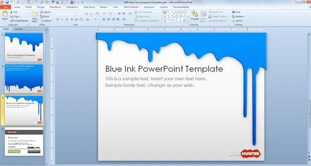 Plantillas Plantilla PowerPoint con Derrame de Pintura Azul ...