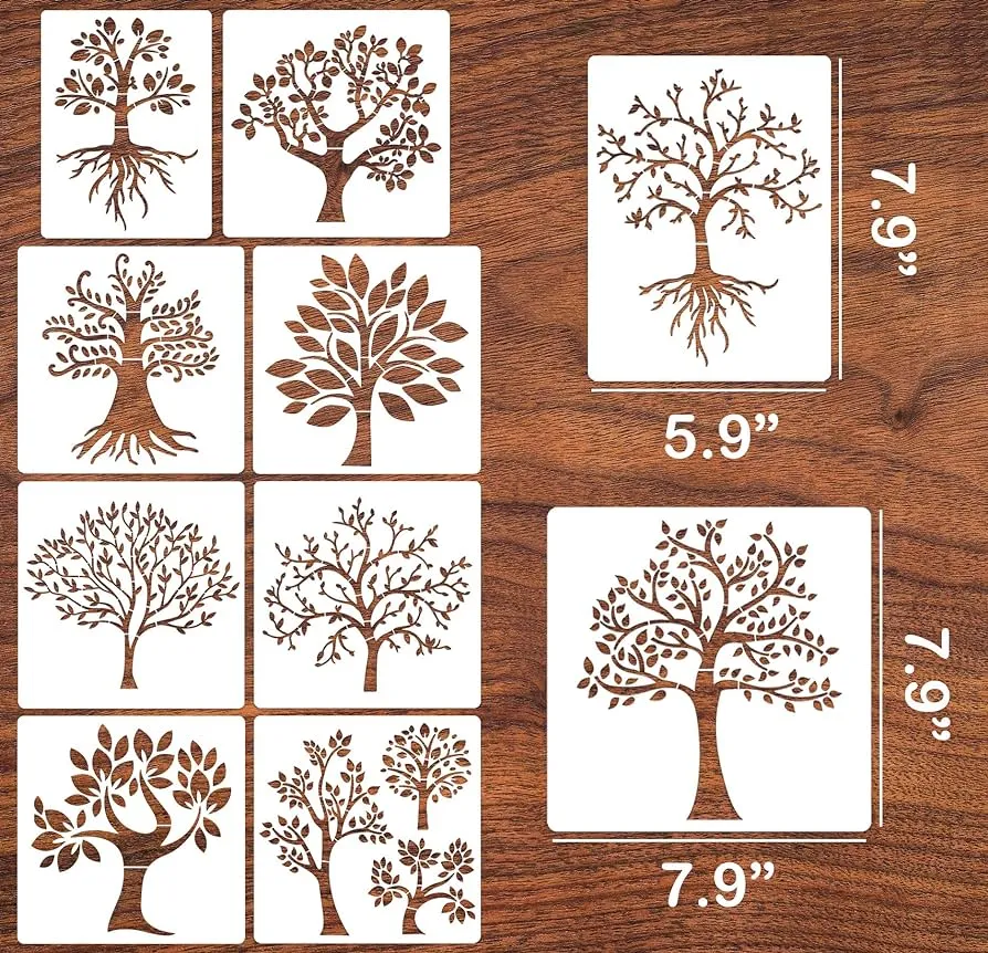 Plantillas de ramas de árbol para pintar plantillas de árbol genealógico,  plantillas de plantas naturales para pintar sobre muebles de pared de lona  de madera : Amazon.com.mx: Hogar y Cocina