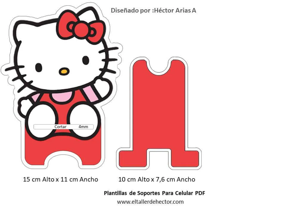 Plantillas Soportes Celular Hello Kitty 3D - El Taller de Hector