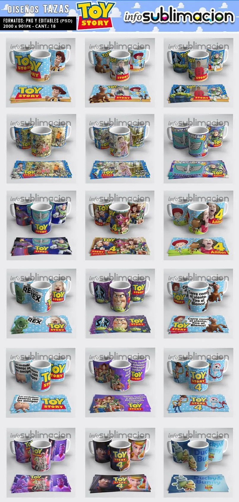 ▷ Plantillas para sublimar tazas de Toy Story | Info Sublimaciòn | Tazas,  Diseños para tazas, Sublimados