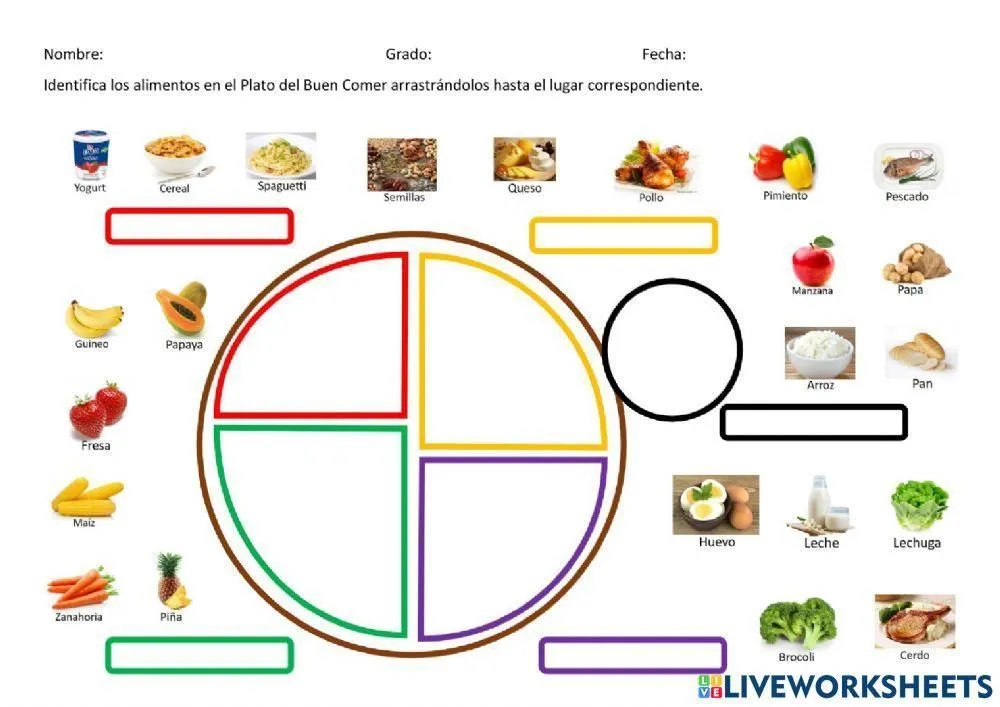 Plato del buen comer activity for Elemental | Live Worksheets