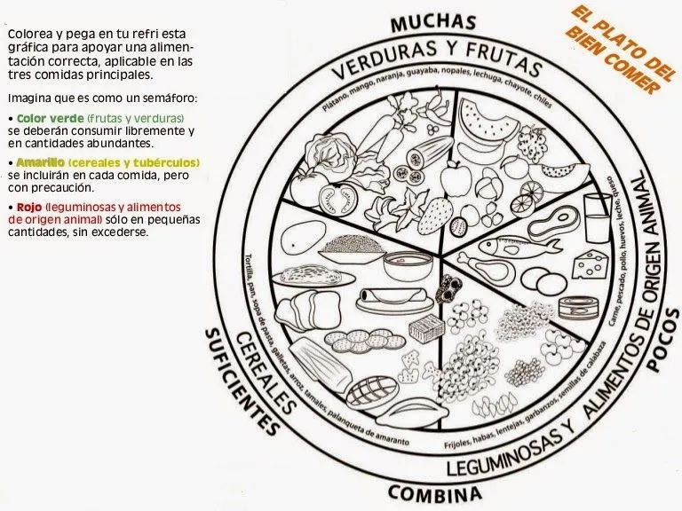 Plato del buen comer para colorear sin nombres - Imagui