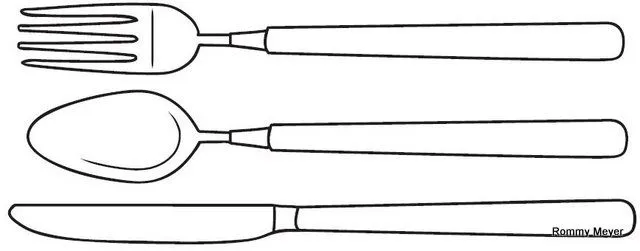 Plato y cubiertos para colorear - Imagui