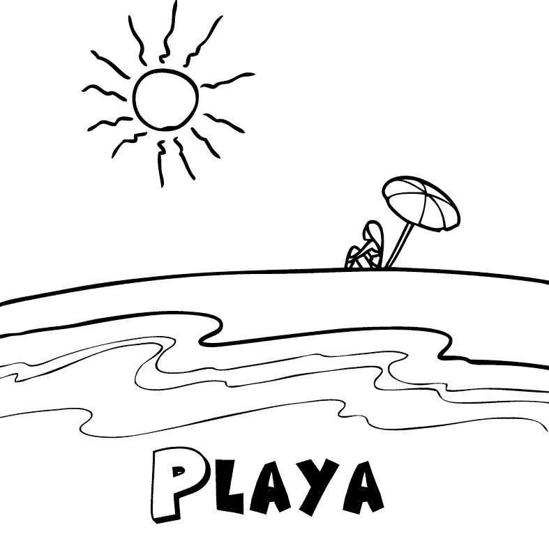 Playa en verano: Dibujos para colorear