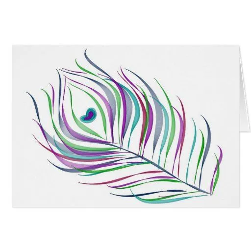 Pluma del pavo real del dibujo original felicitacion | Zazzle