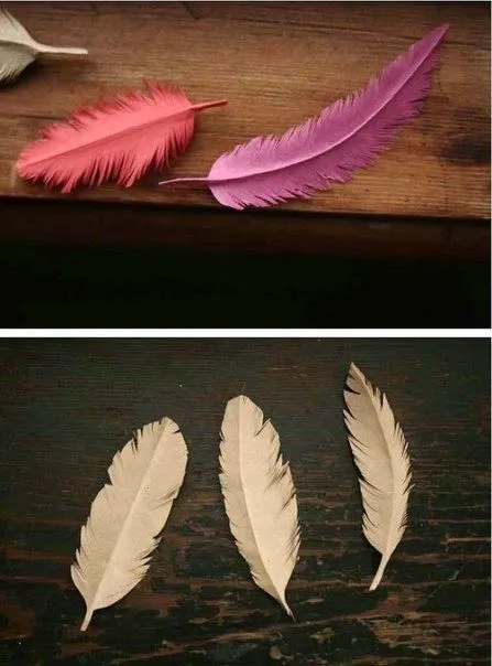 Cómo hacer unas plumas con papel de estraza o kraft ~ Solountip.com