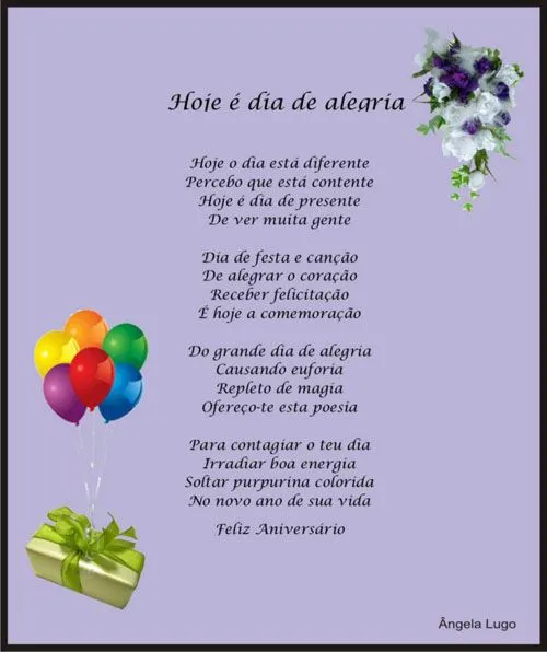 Poema para aniversariante - Imagui