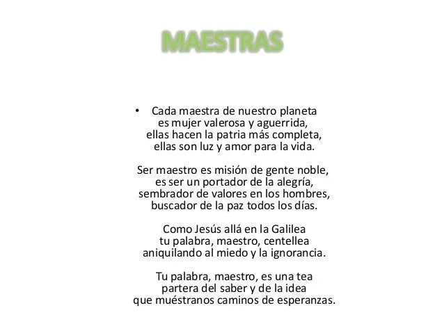 Poema dedicado a las Maestras