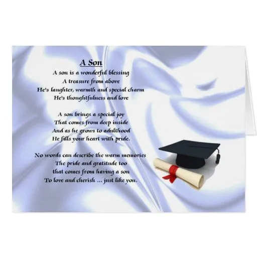 Poema del hijo de la graduación felicitación de Zazzle.