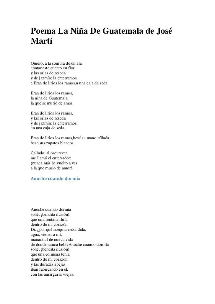 Poema la niña de guatemala de josé martí