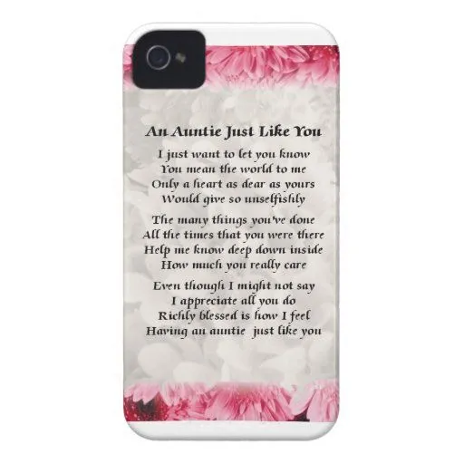 Poema de la tía - diseño floral rosado iPhone 4 fundas de Zazzle.