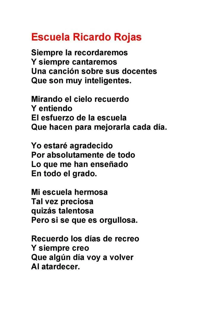 Poema:Escuela Ricardo Rojas (Florencia Rodriguez) | Poemas, Escuela,  Canciones