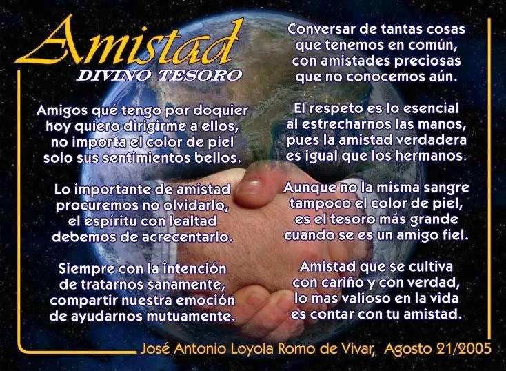 POEMAS-A LA AMISTAD… | RINCON POETICO LOYOLA