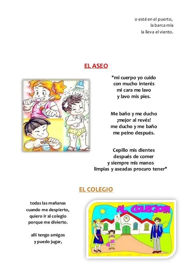 Poemas cortos para niños