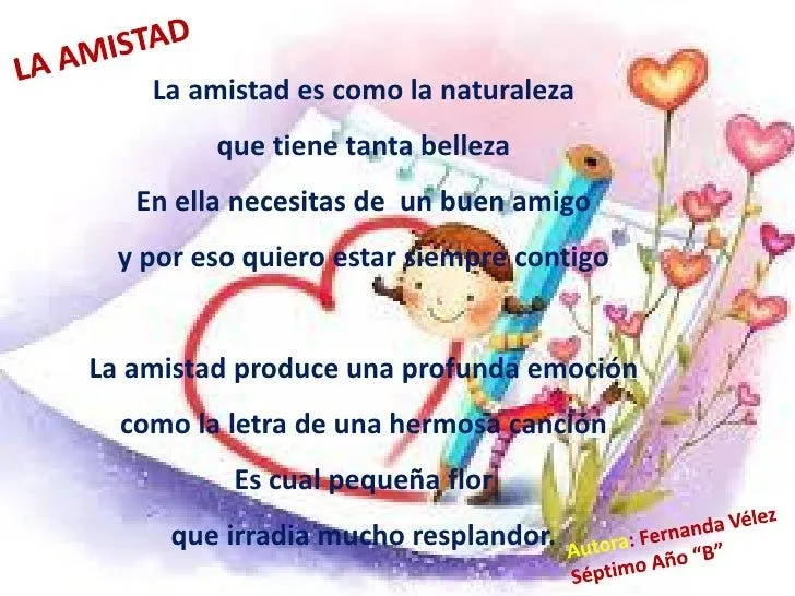 Poemas para niños cortos de amistad - Imagui