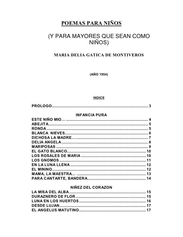 Poemas para niños y para mayores que sean como niños