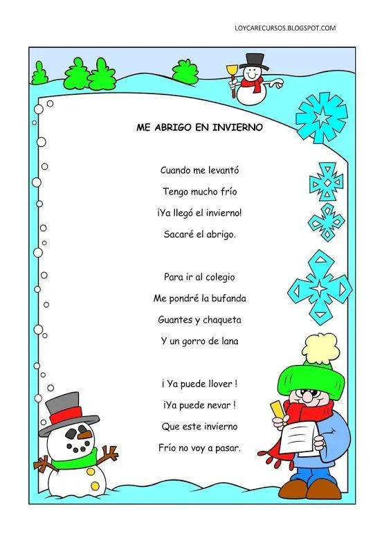 Poemas y rimas infantiles del invierno para niños | rimas para ...