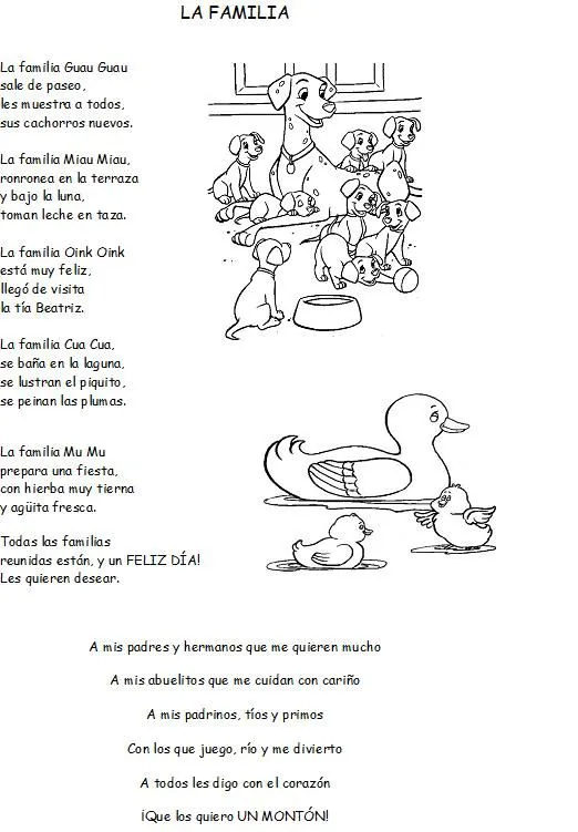 Poesia dia de la familia infantil - Imagui