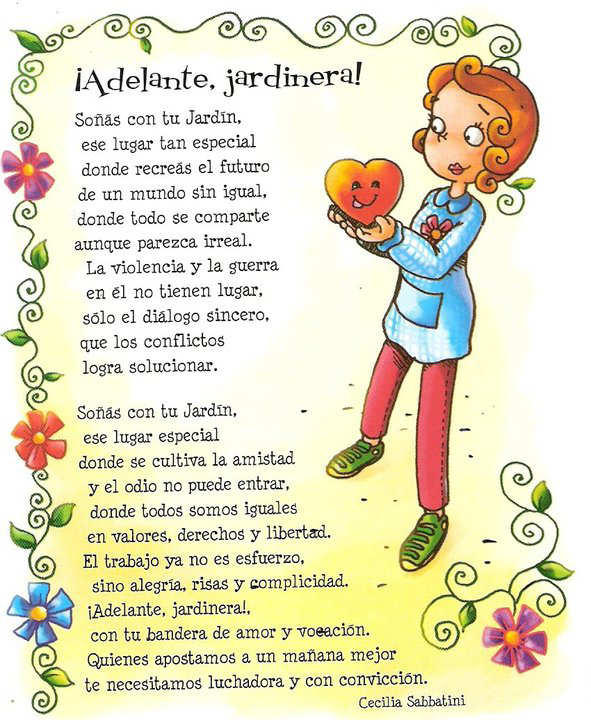 Adelante Jardinera | Poema | Dedicado a la Maestra Jardinera