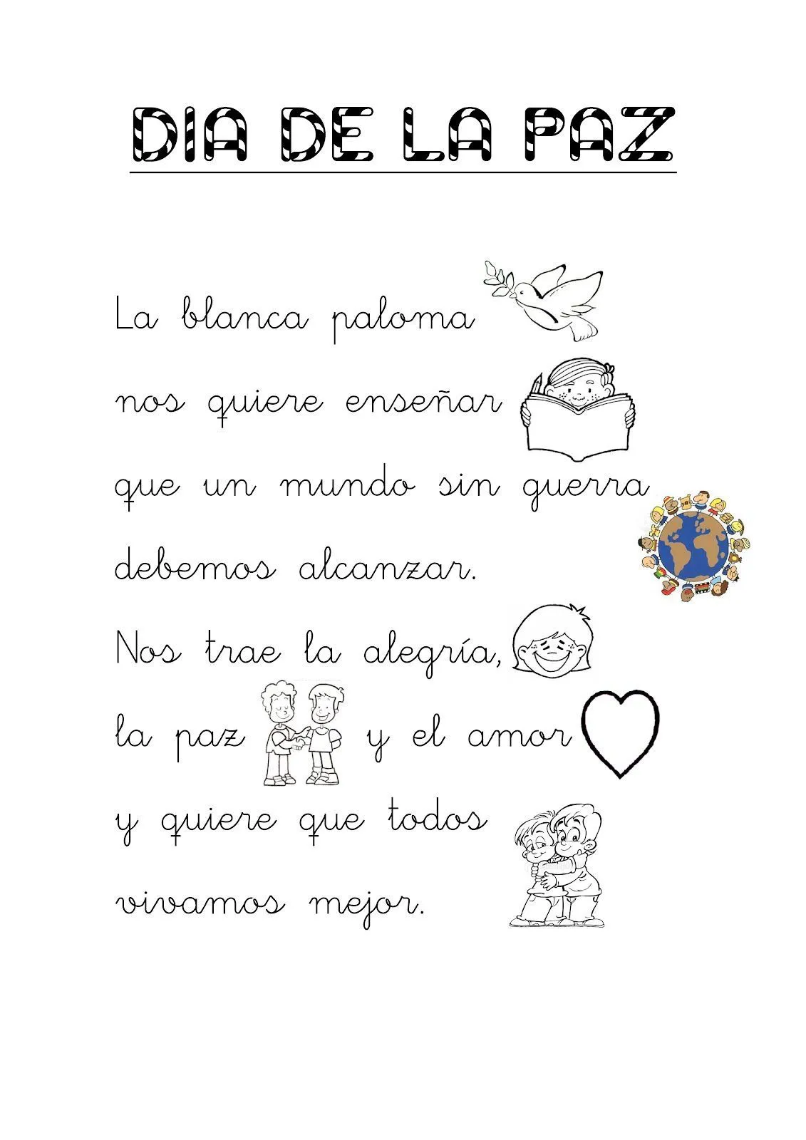 poesia dia de la paz para niños - Buscar con Google | día de la ...