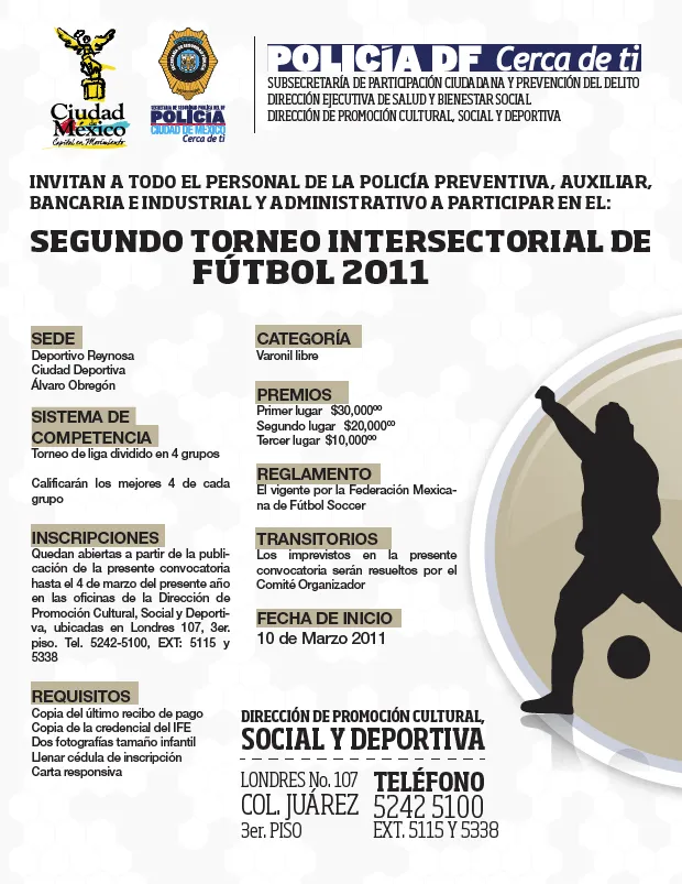 Policía DF Cultura y Deporte: Convocatoria al 2do Torneo ...