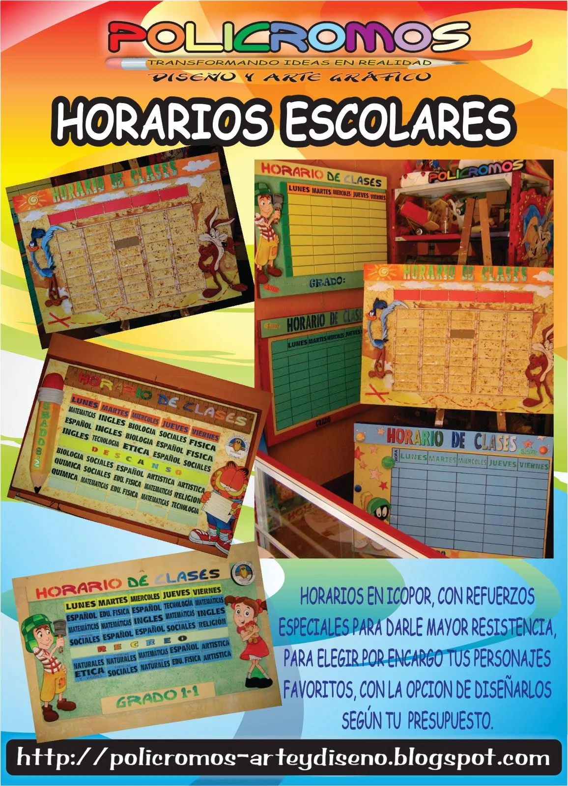 Horarios escolares en foami - Imagui