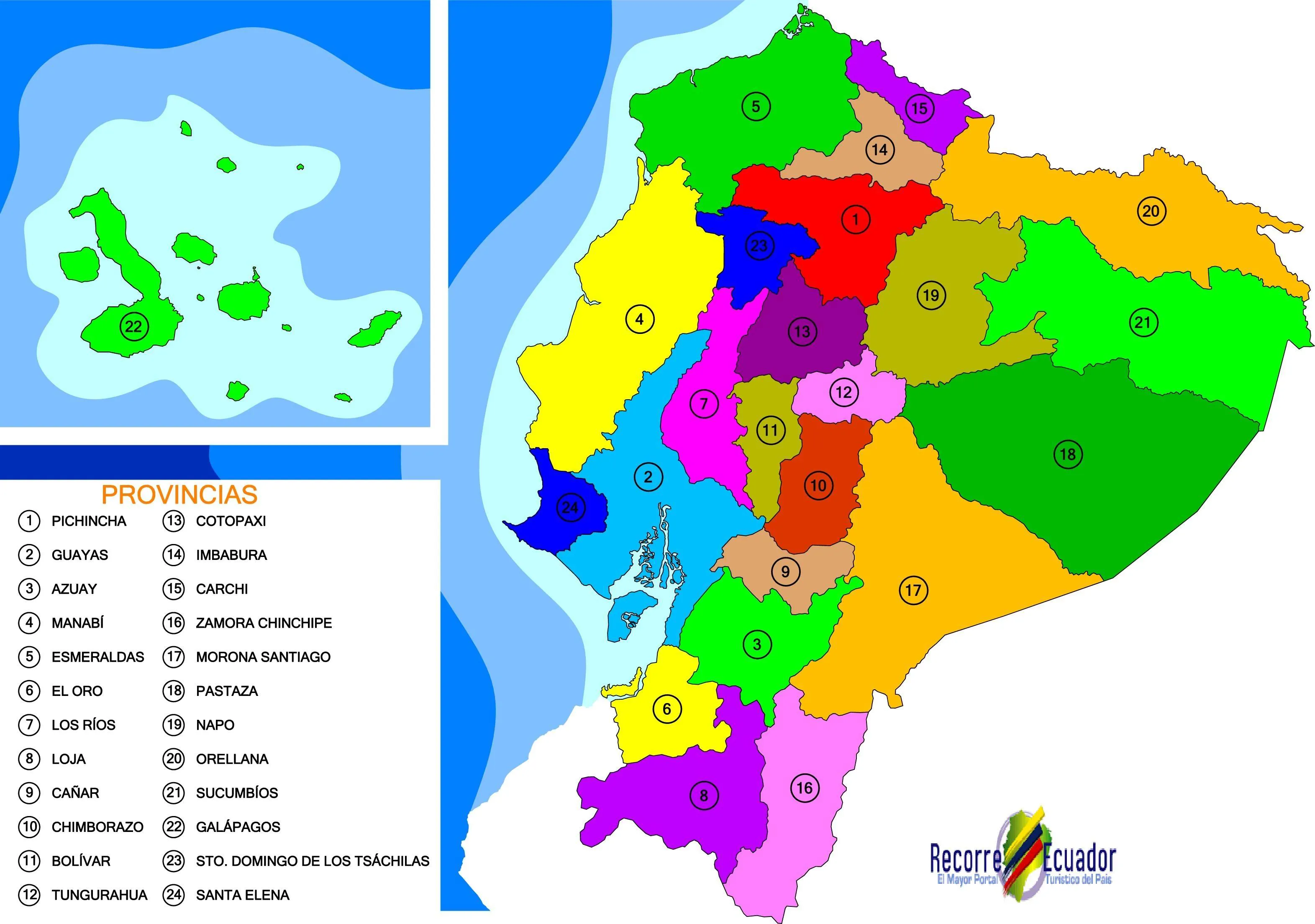 Political map of Ecuador - Full size