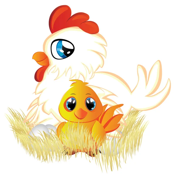 Pollo y gallina de dibujos animados — Vector stock © artshock ...