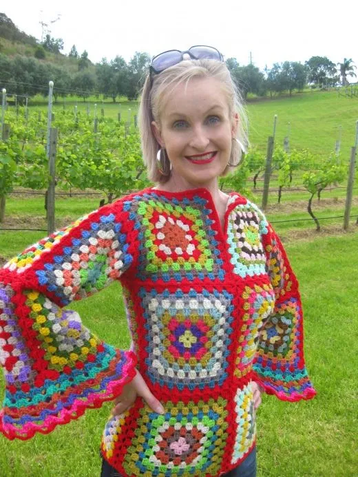 Poncho a crochet con cuadrados - Imagui