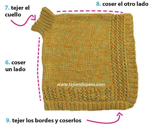 Poncho de 2 cuadrados para niñas - Tejiendo Perú