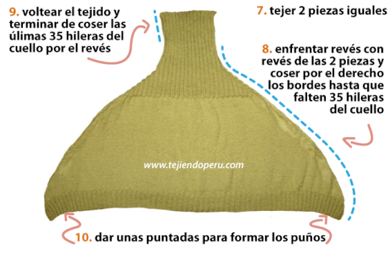 Poncho con cuello tortuga - Tejiendo Perú