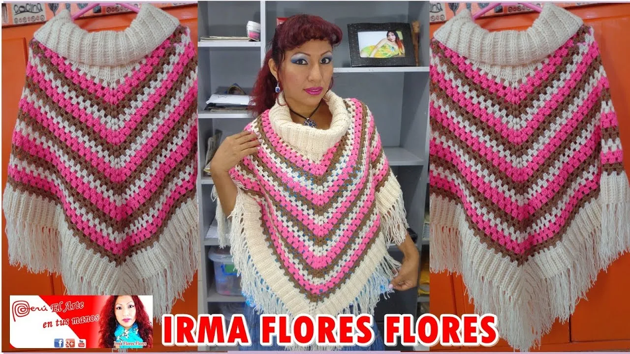 PONCHO FÁCIL Y RAPIDO DE REALIZAR TEJIDO A CROCHET PASO A PASO ...