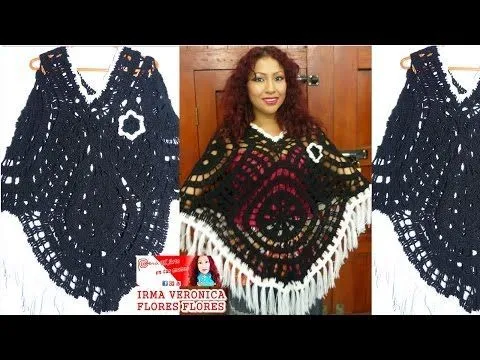 PONCHO TEJIDO A CROCHET CON CUATROS CALADOS. FÁCIL DE REALIZA PASO ...