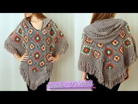 Poncho Tejido a Crochet - Hermosos Diseños - YouTube