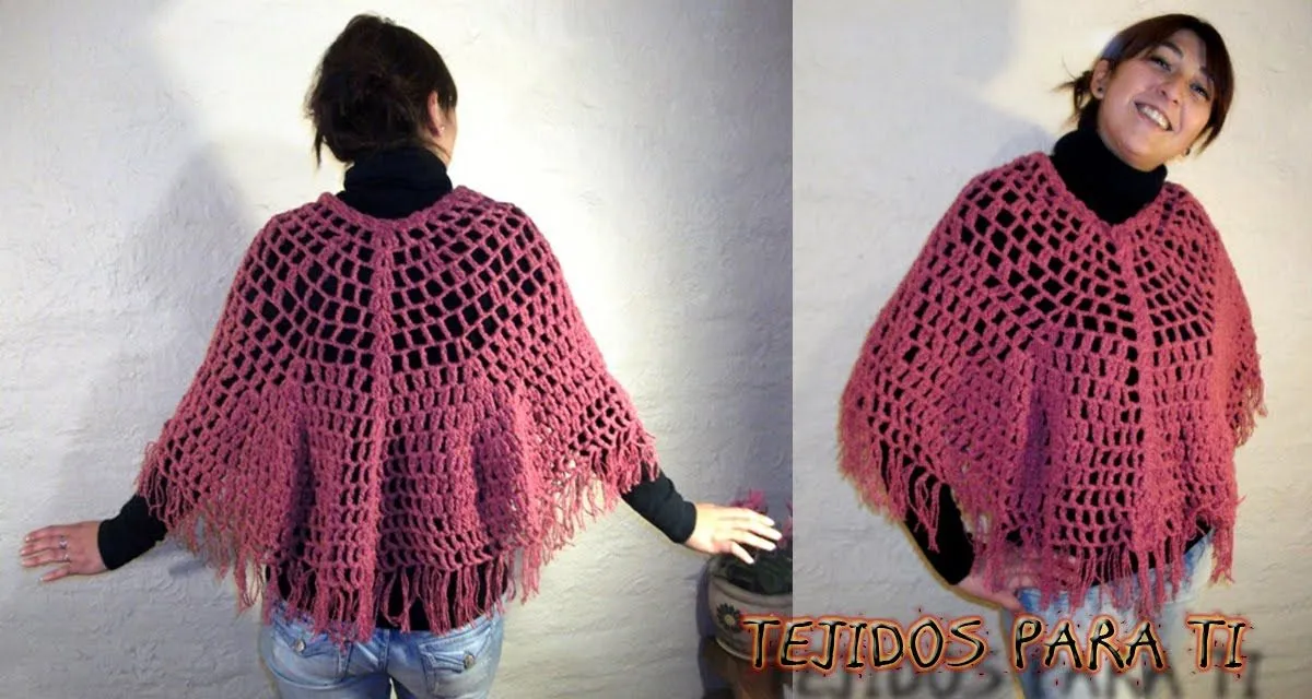 poncho calado con flecos precioso y delicado poncho tejido a mano con ...