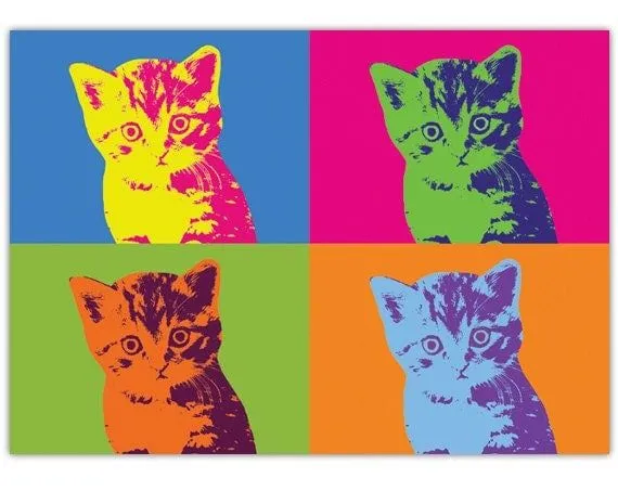 Pop Art Cat Poster A3 Print by pinepixel on Etsy