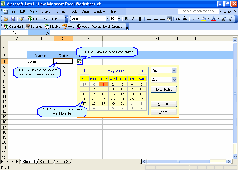 Pop-up Excel Calendar, Date Picker for Excel - Excel Invoice Manager