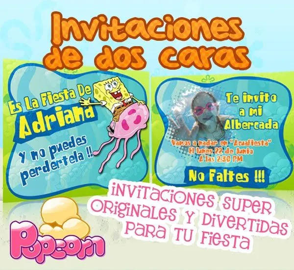 PopCorn: Invitaciones temáticas de Bob Esponja!!