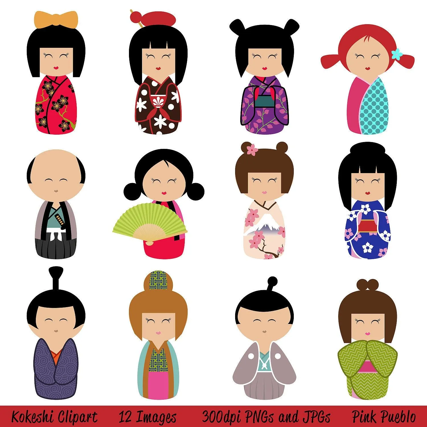 Popular items for kokeshi clip art on Etsy