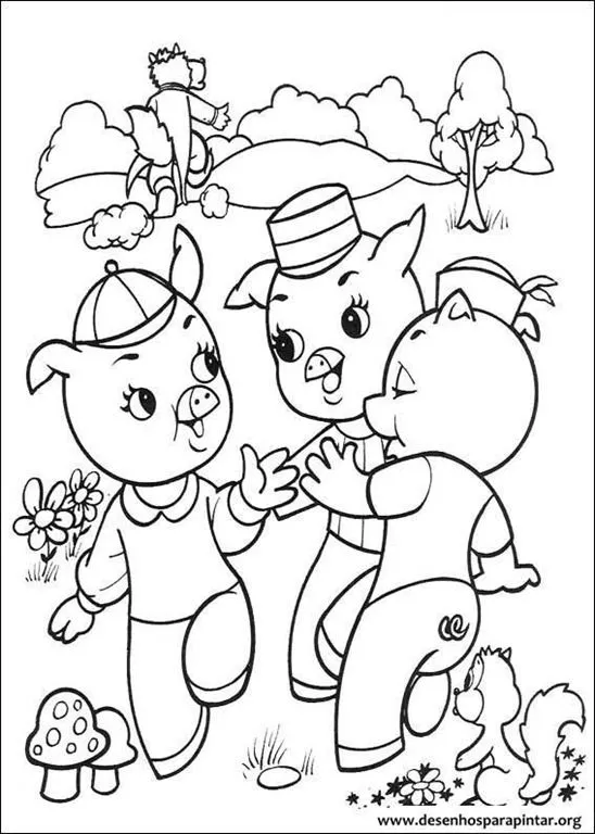 Os Tres Porquinhos e o Lobo Mau–desenhos para imprimir colorir e ...