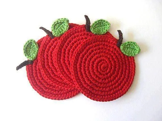 Porta vasos manzanas | crochet | Pinterest