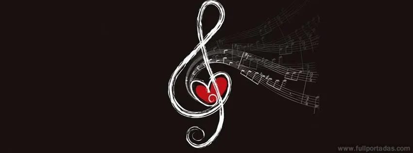 Portada para facebook de Nota musical corazón