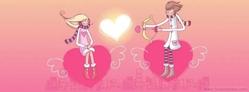 Portada para facebook de Pareja sentada sobre corazones