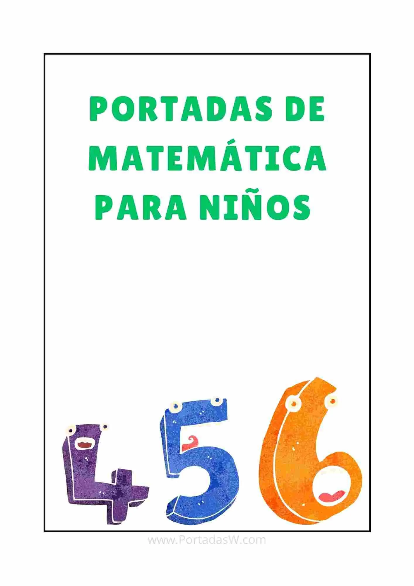 ᐅ Portada de Matemáticas para Niños en Word ✔️