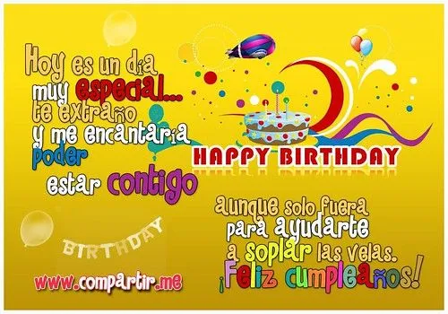 Postal de feliz cumpleaños con frase hoy es un dia especial y te ...