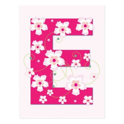 Postal floral rosada bonita inicial del monograma | Zazzle