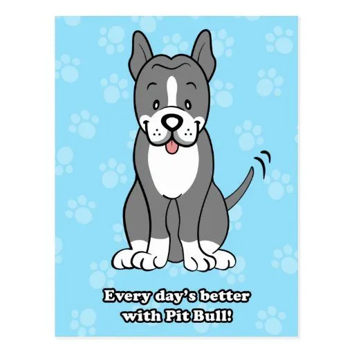 Postal linda de Pitbull del perro del dibujo anima de Zazzle.