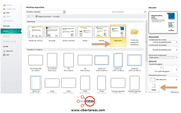 Como hacer una postal – Publisher 2010 - CiberTareas