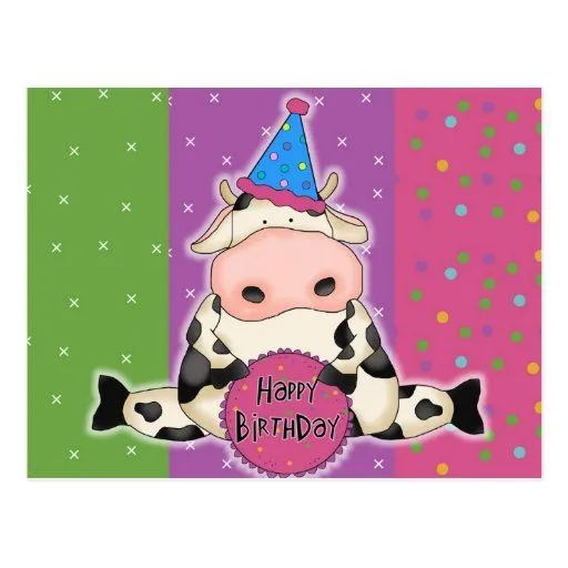 Postal de la vaca del feliz cumpleaños de Zazzle.